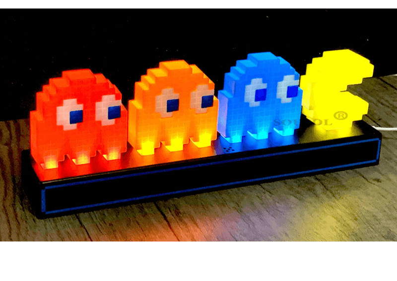 Luminária 3D Pac Man - Decoração Retrô e Divertida - Segue o Som - TEC EXPERT